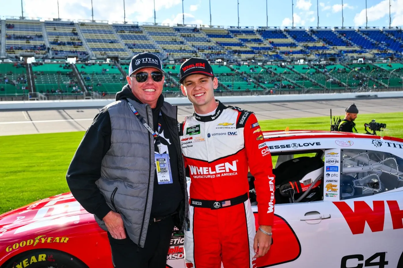 Andy Shelby with Jesse Love at Kansas Speedway